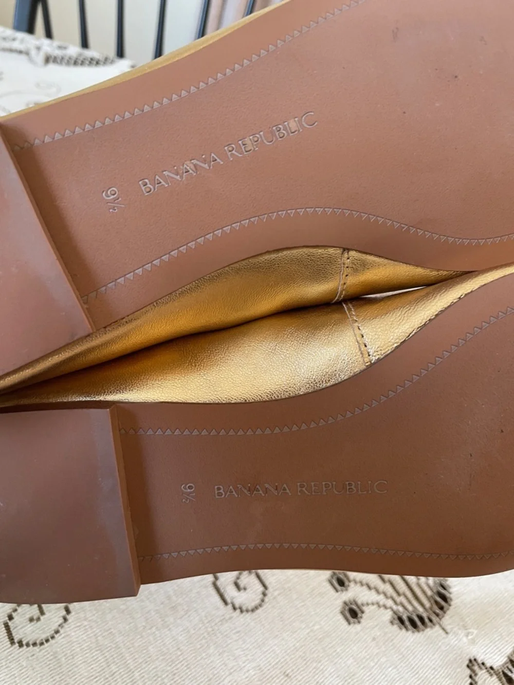 Banana Republic Metallic Gold Leather Loafers - Picture 7 of 9